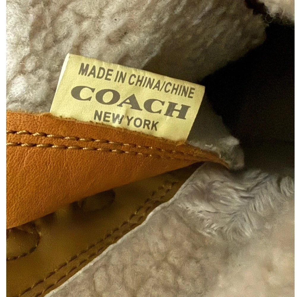 Coach Women's Laura Brown Leather Signature Monogram Lace Up Duck Boots Size 6.5